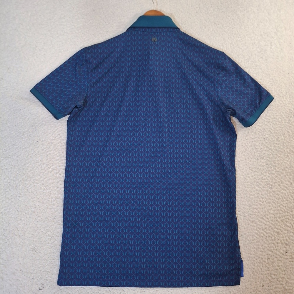 Greyson Geometric Polo Shirt Men's Small Blue Wolf Performance Golf Stretch - Picture 3 of 9